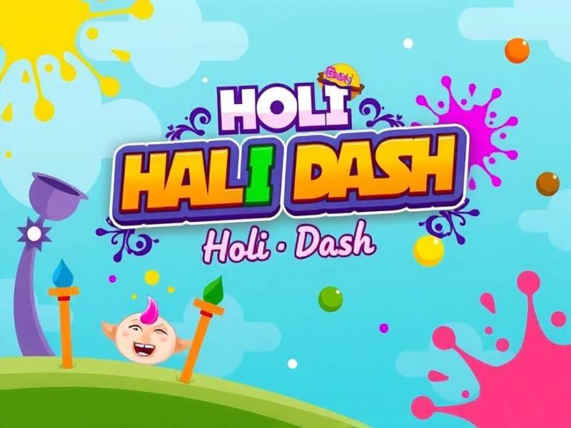 Holi Bash Dash Official Cover Art with Colorful Celebrations Holi Bash Dash Game Cover