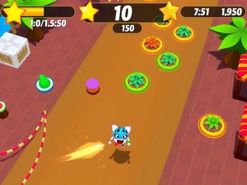 Holi Bash Dash Gameplay showing character throwing colors and collecting sweets Holi Bash Dash Gameplay Screenshot
